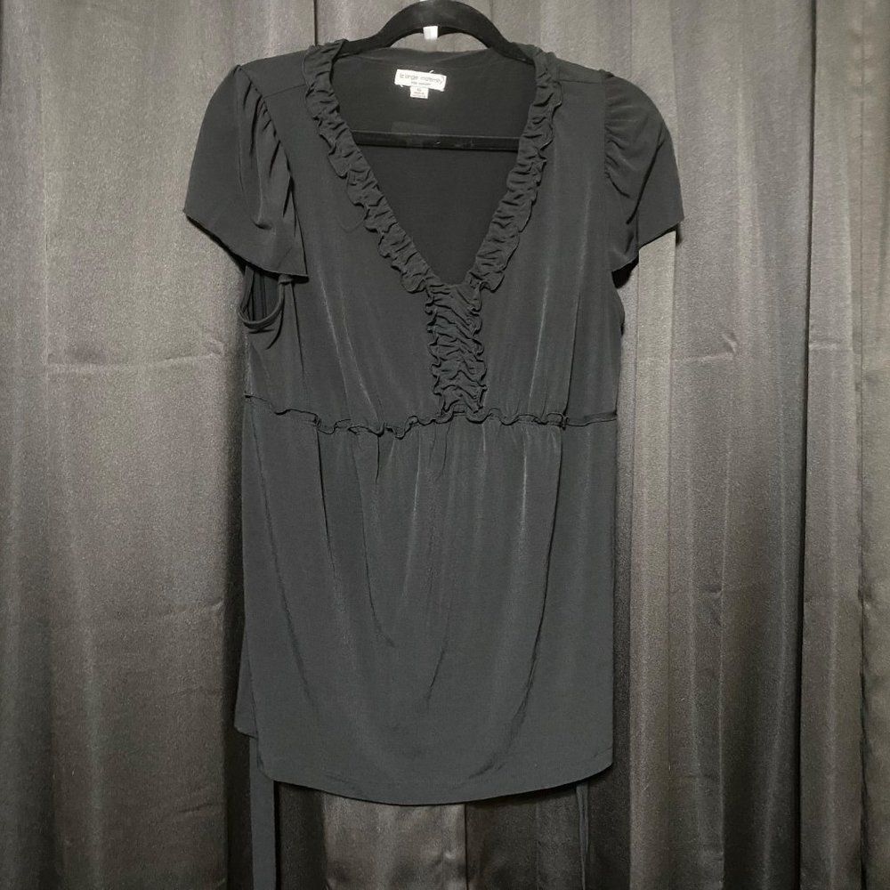 Liz Lange Maternity black V-neck blouse , tie back